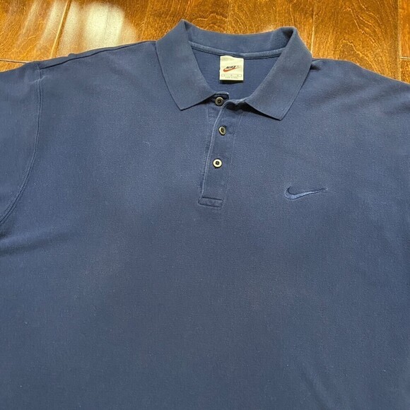 Nike Vintage White Tag Blue Tonal Cotton Polo Shirt Men's Size Large - Picture 2 of 8